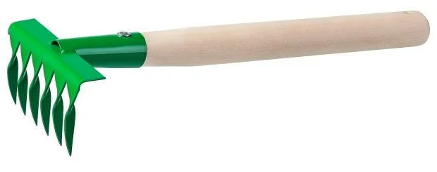 Грабельки садовые с деревянной ручкой 6 зубцов витые 120*62*405 мм Росток Росток