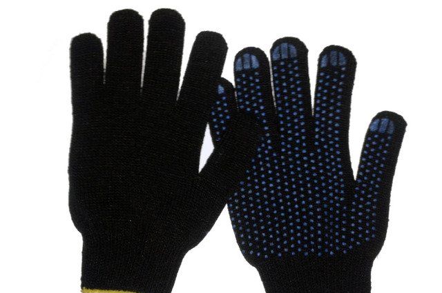 Перчатки хлопчатобумажные с ПВХ 5 нитей люкс черные КАМА